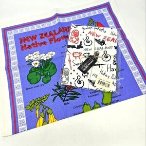 NWT NEW ZEALAND COTTON KITCHEN TOWEL SET OF 2 NATIVE FLOWERS DISH TOWELS DECOR